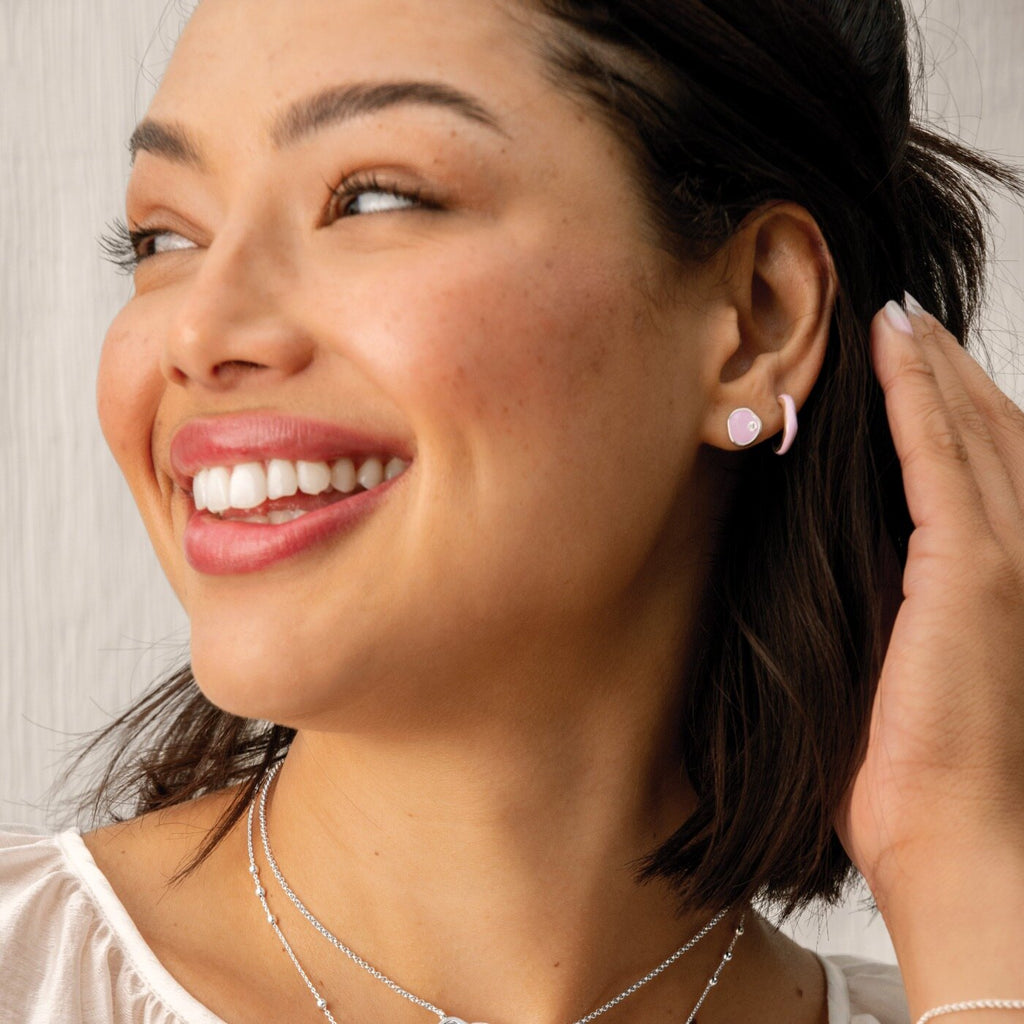 Joma Jewellery - Beau Lilac Enamel Stud Earrings