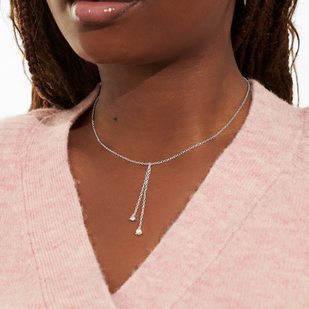 Joma Jewellery - Halo Pearl Lariat Necklace