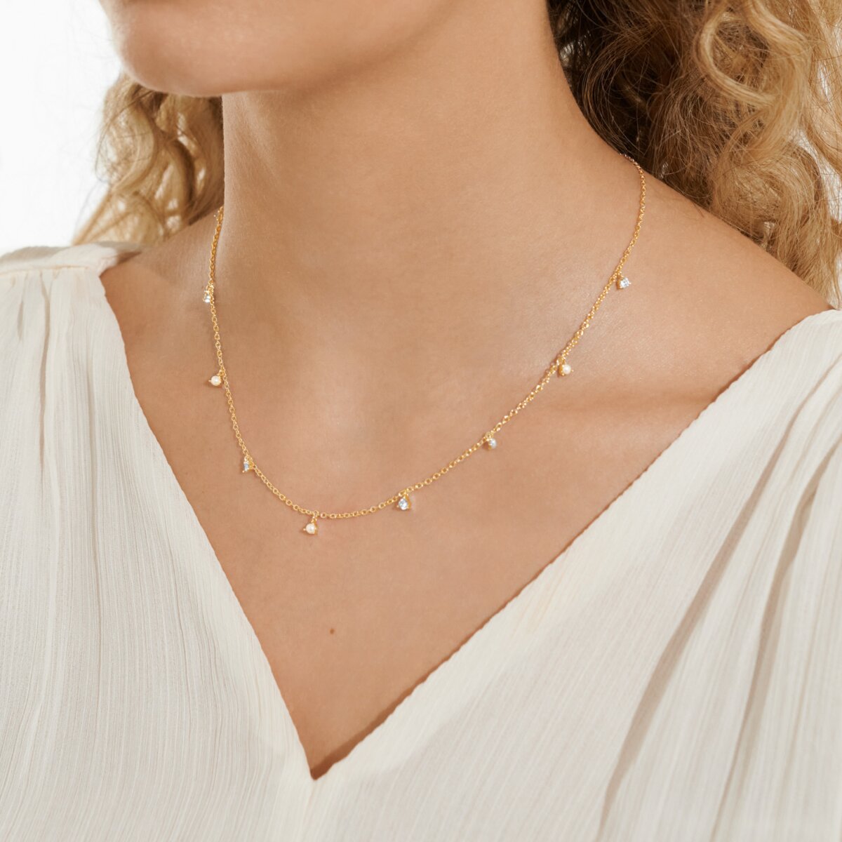 Joma Jewellery - Halo Pearl Charms Necklace