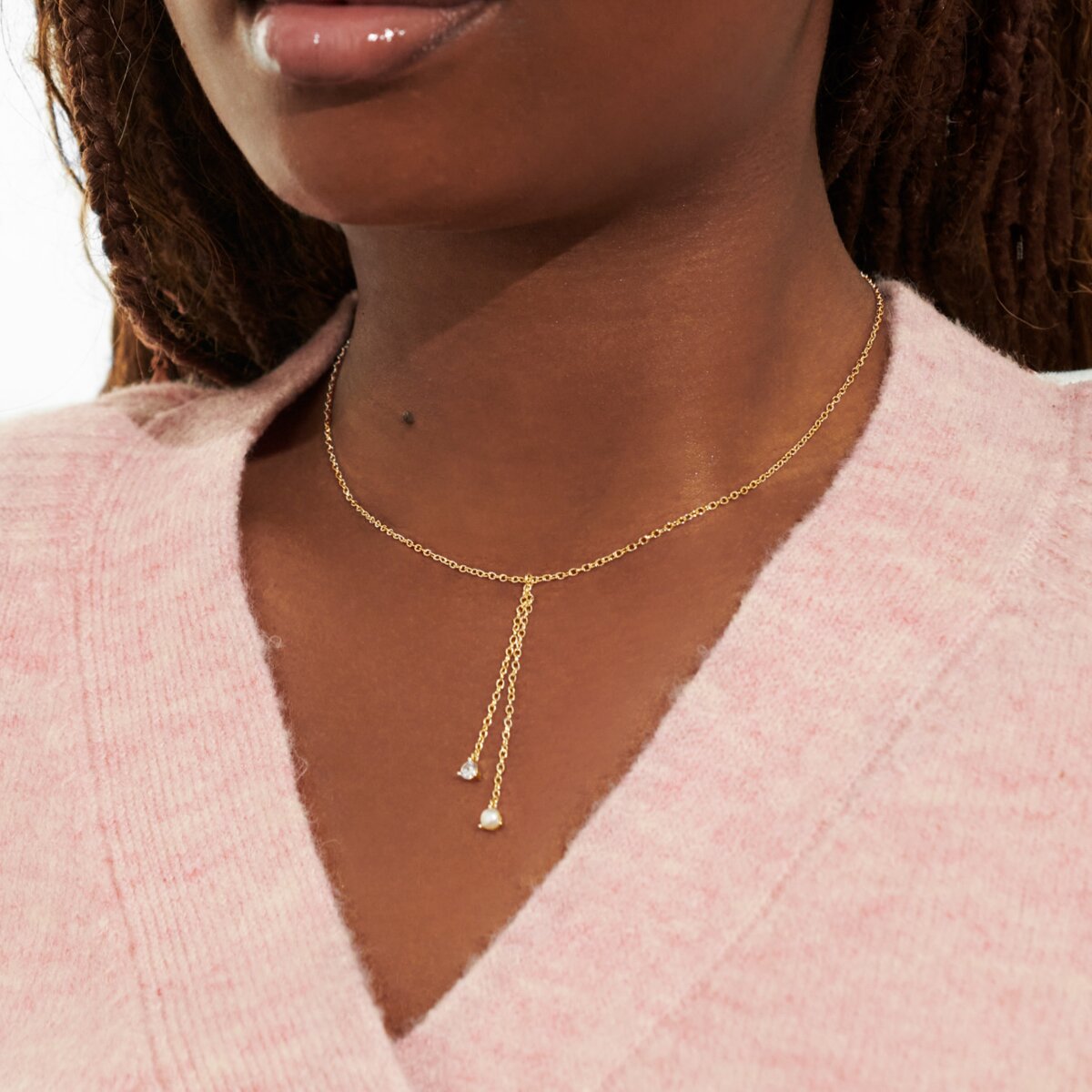 Joma Jewellery - Halo Pearl Lariat Necklace