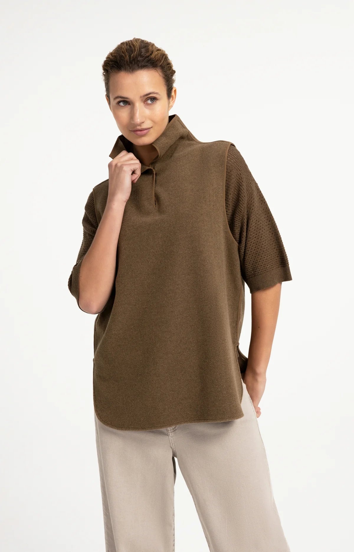 YaYa - Sorelle Wool Blend Bodywarmer with Stand-Up Collar