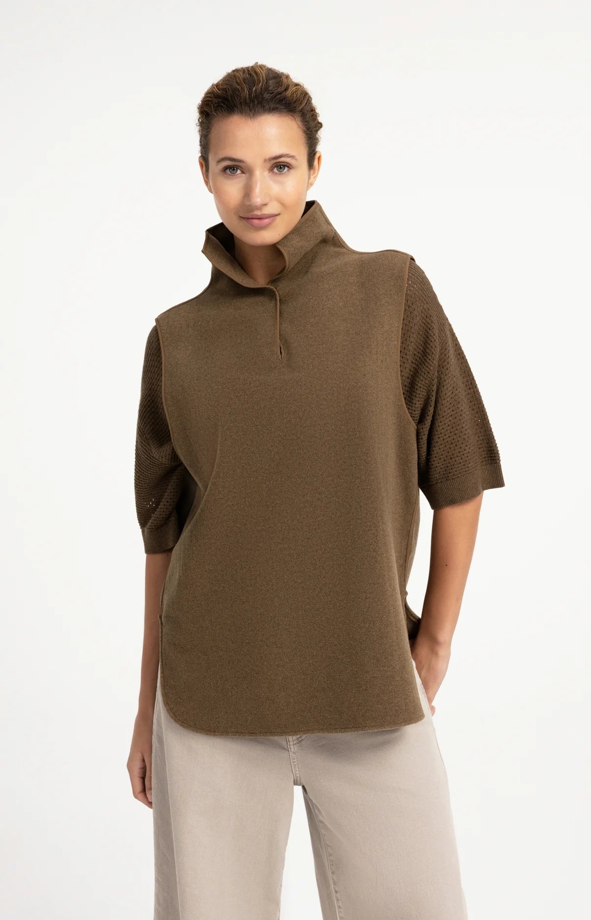 YaYa - Sorelle Wool Blend Bodywarmer with Stand-Up Collar