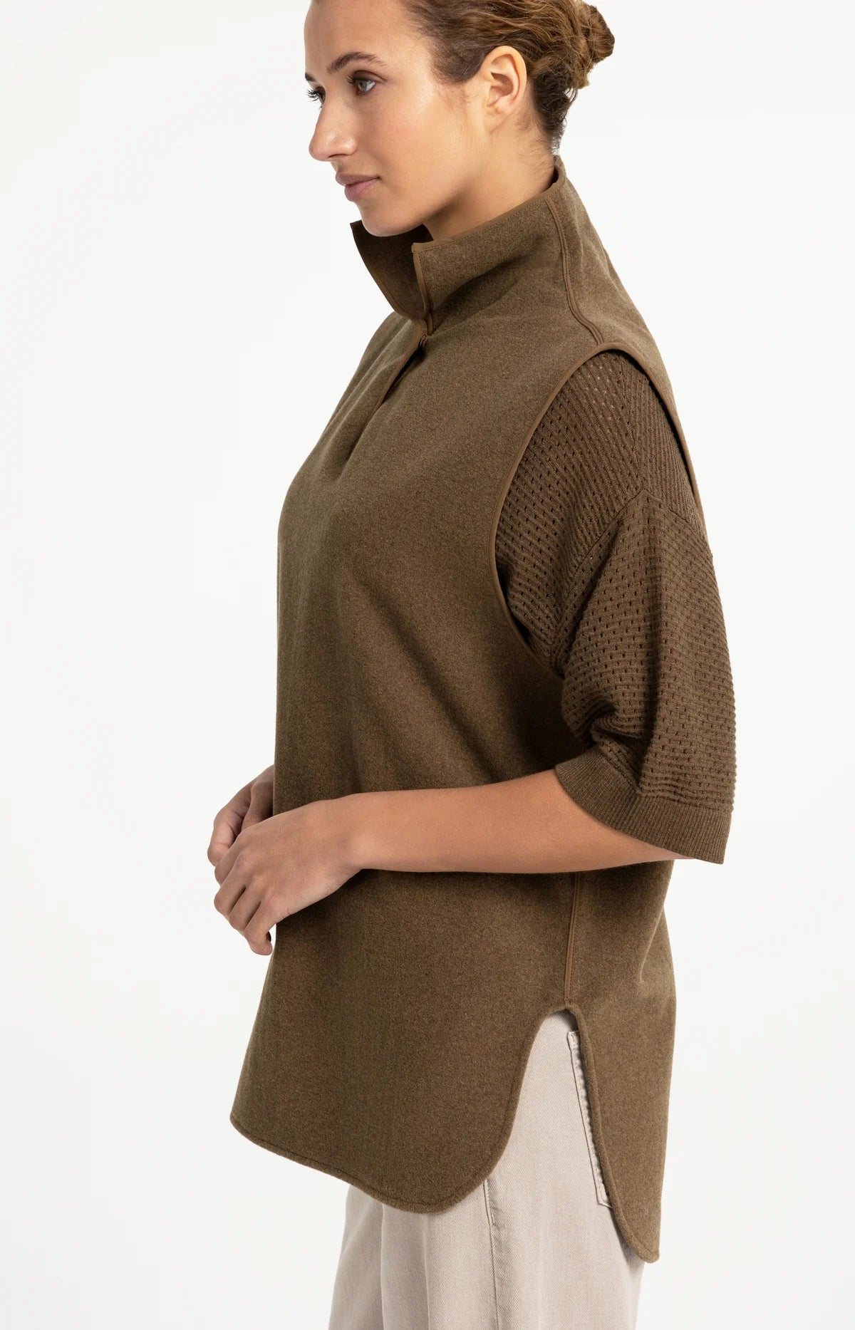 YaYa - Sorelle Wool Blend Bodywarmer with Stand-Up Collar