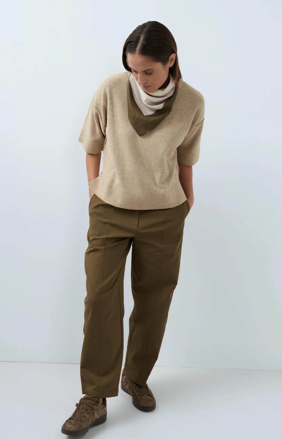 YaYa - Valeriana Fine Knitted oversized T-Shirt with half-length sleeves