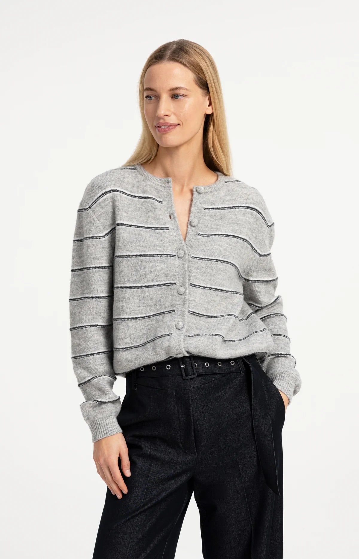 YaYa - Yasmeen Strip Knitted Cardigan
