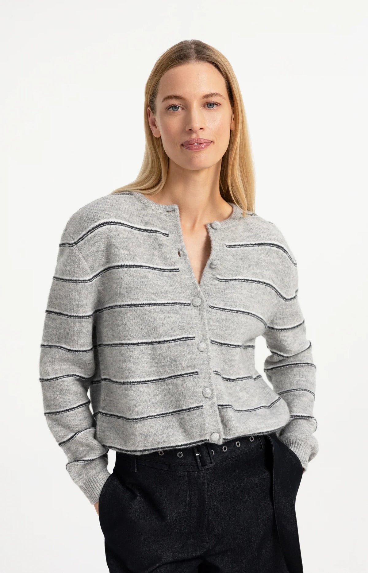 YaYa - Yasmeen Strip Knitted Cardigan