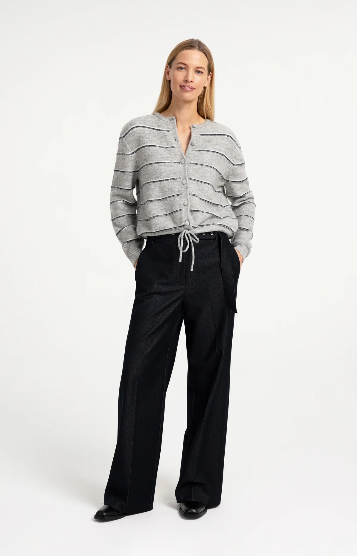 YaYa - Yasmeen Strip Knitted Cardigan