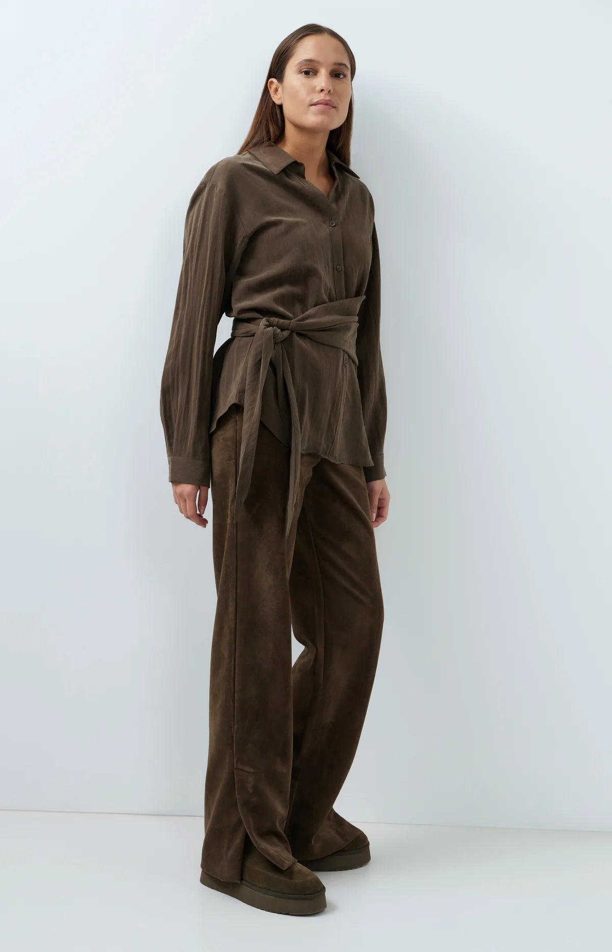 YaYa - Zina Suedine Wide Leg Trousers
