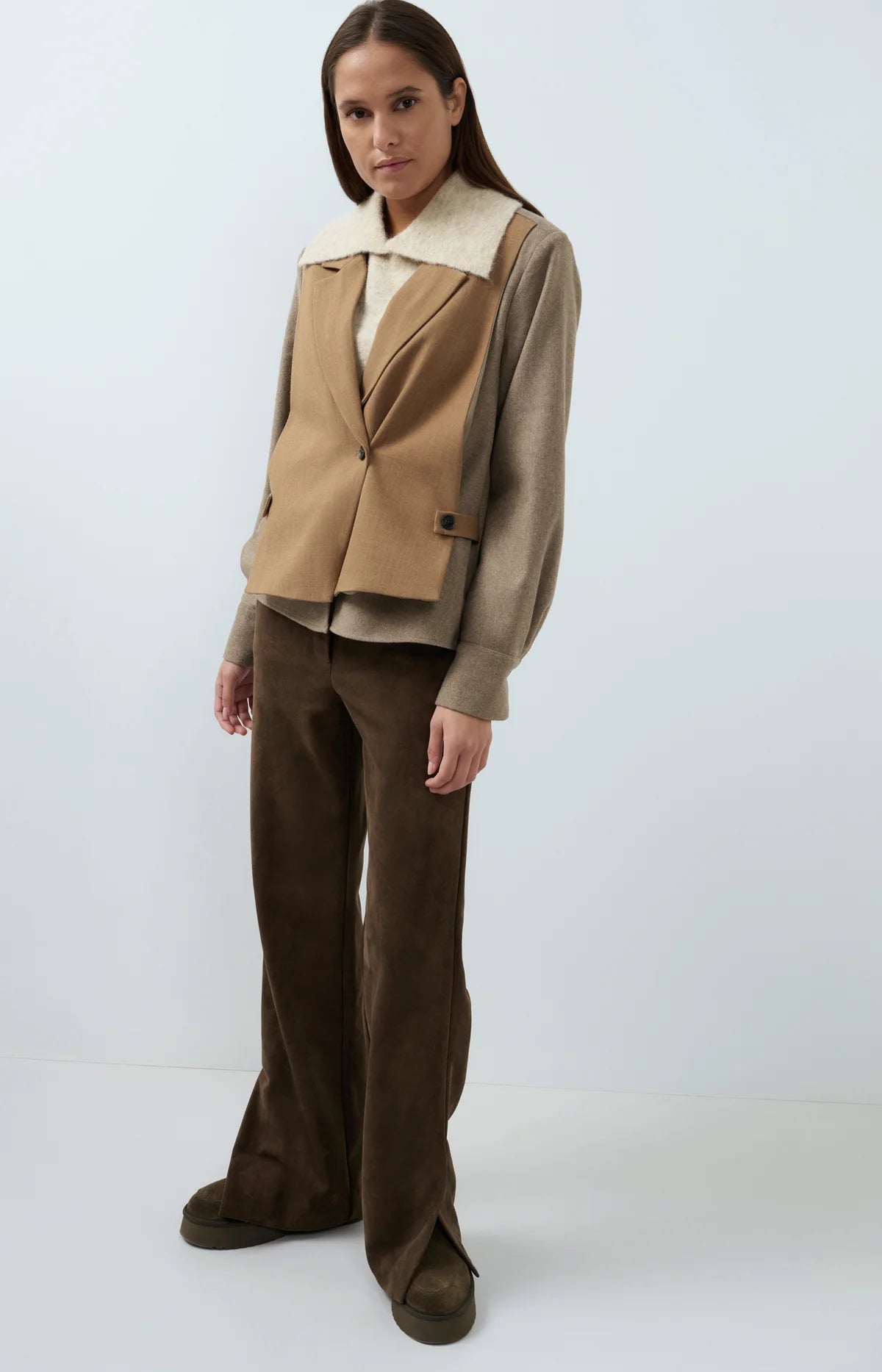 YaYa - Zina Suedine Wide Leg Trousers