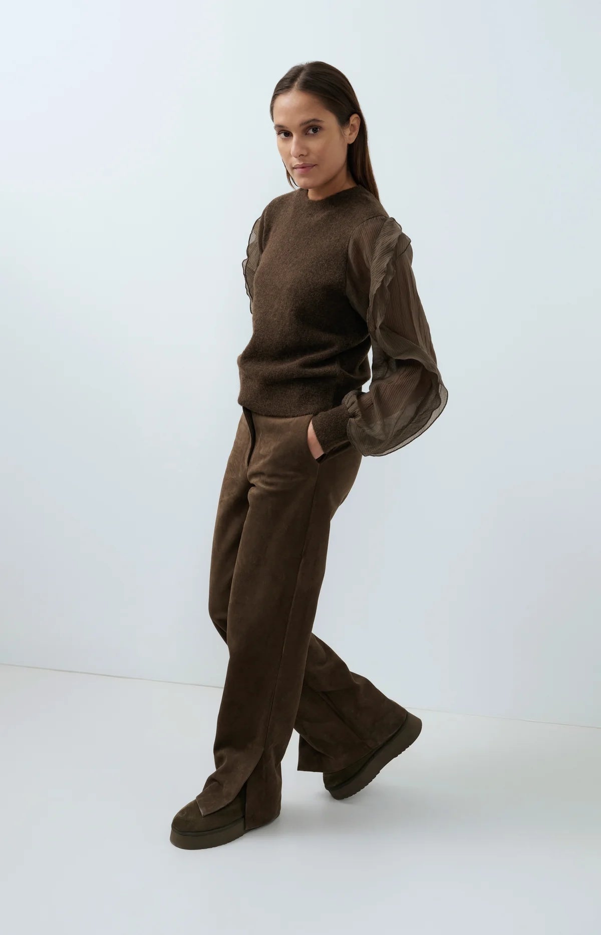 YaYa - Zina Suedine Wide Leg Trousers